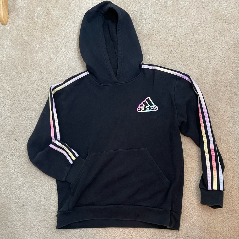 Adidas Boy’s Black Logo Sweatshirt Hoodie - SZ Large